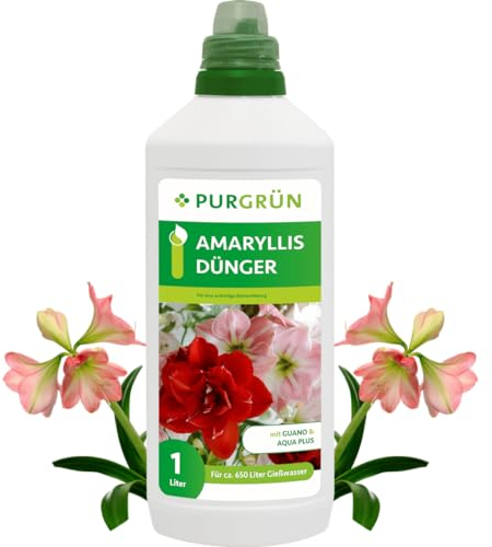 Purgrün® Amaryllis Dünger 1 Liter – Fördert prächtige, farbenfrohe Blüten – Premium-Dünger mit Spurennährstoffen – Stärkt die Widerstandskraft – Ergiebiges Konzentrat für ca. 400 Liter Gießwasser