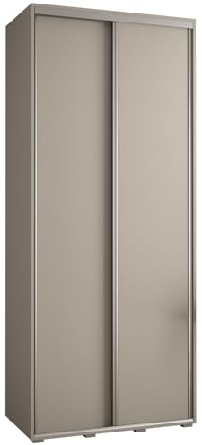 ABIKSMEBLE Dakota 1 Armoire à Deux Portes Coulissantes avec Barre, Étagères - Moderne Armoire de Rangement pour Chambre, Salon - 235,2x110x45cm - Cachemire Argent