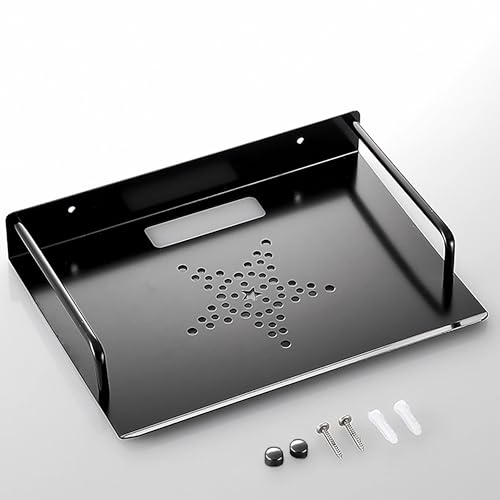 syiyunran Wandregal HiFi Rack Repeater Regal - Wandhalterung Schwarz Router aus Aluminium, Klein Netzwerk Tablett 23x16cm, für Beamer, TV Zubehör, DVD-Player, Kabel-Boxen, Receiver, Verstärker