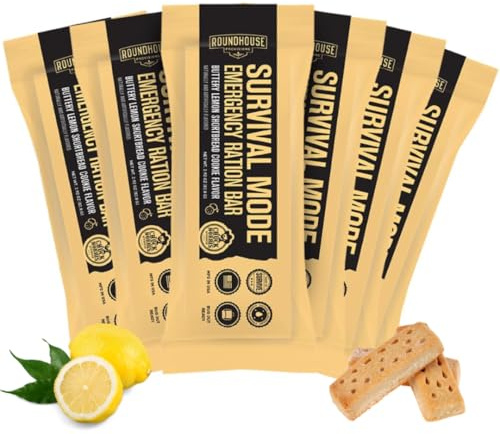 Roundhouse Provision S Survival Mode - Barre per razioni di emergenza, kit di emergenza, kit da trekking o barretta nutrizionale senza preparazione, pasta frolla al limone, sorgo integrale, 14