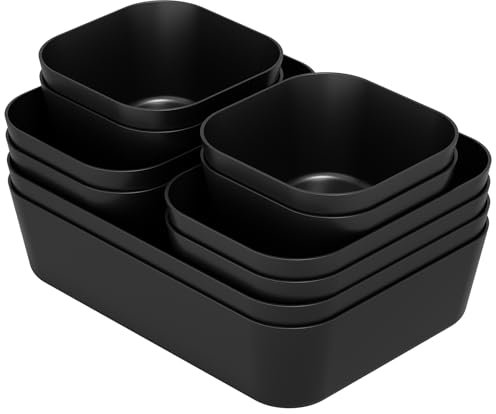 Homhut Schubladen Organizer, 10 Stück 3 Größen Orgenizerboxen Schminktisch Organizer, Schubladen Ordnungssystem Rutschfest für Makeup, Schreibtisch, Bad, Badezimmer, und Küche