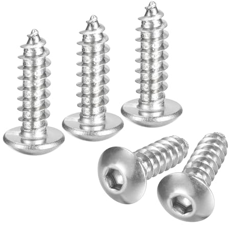 QUARKZMAN M5 x 16mm Selbstschneidende Innensechskantschrauben 60 Stück Innensechskant Rundkopf Schraube Edelstahl 304 Bohrschrauben Flachkopf Maschinenschraube für DIY Holz Hardware