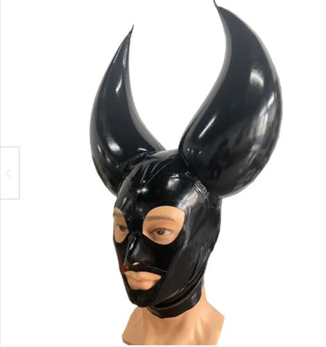 WBAODAN Latex-Halloween-Maske lustige Gummimaske mit übertriebenem Hörnerkopfschmuck Augen und Mund freigelegt(Size:S-53CM)