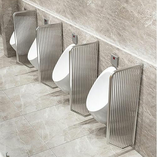 CHBGLNTY An der Wand montierte Urinal-Trennwand, Urinal-Sichtschutz für Männer, Toiletten-Trennwand, Urinal-Schallwand, Toiletten-Schutzwand, Trennwand für Schulen/Einkaufszentren (Farbe: Silber, Grö
