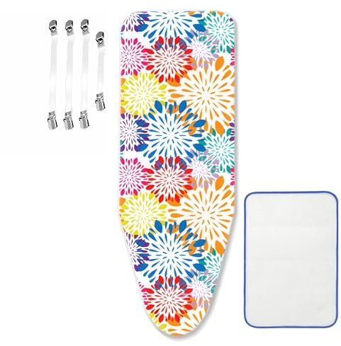 ZJBKX Bügelbrettbezug bis 150x55cm, Baumwolle - Bügelauflage Set inkl Bezugsspanner, Bügeldecke - für Dampfbügeleisen