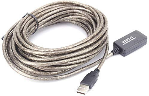 USB Active Extension Cable 10M Male to Female Black | Reinforced for stable 10-meter link, flexible PVC cord compatible with printer, , webcam, plug-an