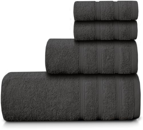 Casabella 100% Egyptian Cotton Towel Bale - 8 Pieces - 550 Gsm Xlarge Sizes_Grey_4 Pieces Set
