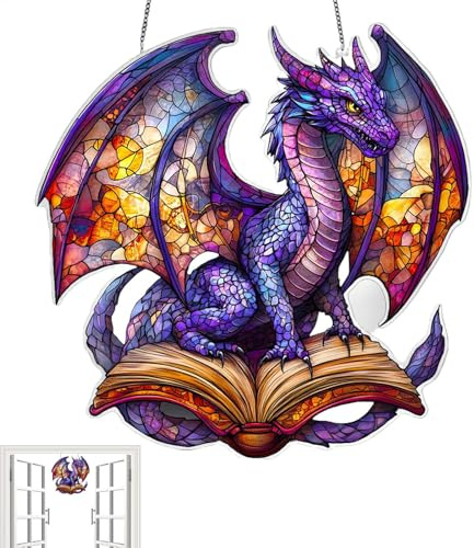 Drachenmotiv zum Aufhängen, Drachen-Sonnenfänger zum Aufhängen, Acryl-Drachen-Ornament, kreativer gebeizter Tier-Fensteranhänger, Wandkunst-Dekoration, baumelnde Dekoration für Schlafzimmer, Balkon