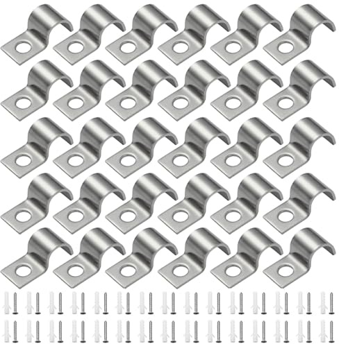 YPLonon 30 Stück U-Rohrschellen Satz 10mm Metallkabelschellen V2A Edelstahl 304 Edelstahl Rohrschelle Verschleißfest und langlebig U-Rohrhalterung für Pipeline Kabeln und Wasserrohre