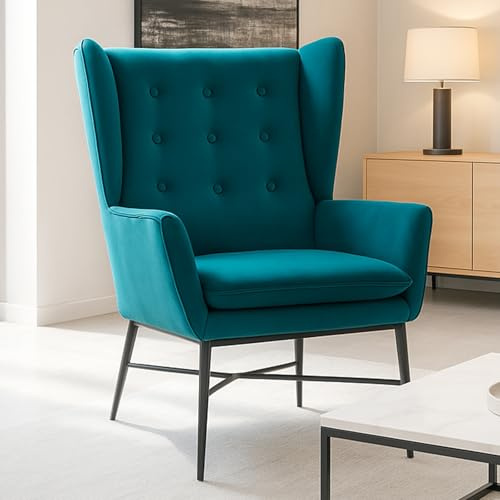 Ya-Home Ohrensessel Sessel Wohnzimmer, Modern Loungesessel mit Knopfverzierter Hoher Rückenlehne Rückenlehne Relaxsessel fürs Lesesessel Wohnzimmer, Schlafzimmer, Esszimmerstuhl, Arbeitszimmer