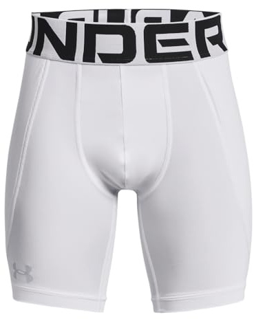 Under Armour Boys' Utility Slider Shorts, (100) White / / Mod Gray, Youth Large