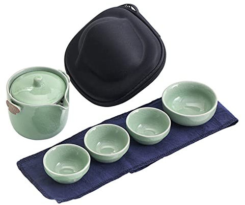 TUKRPQMRI Service à thé en céramique avec infuseur et sac de Service à thé de Service à thé portable japonais for l'extérieur Service au bureau Événement d'affaires Cadeau d'anniversaire, c/1248(A)