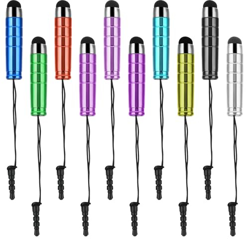 HJZHII Mini Stylus Touch Pen, Short Stylus Pen for Touch Screens with 3.5mm Connector Compatible with All Touchscreen Devices, 10pcs