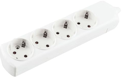 Base Blanca con 4 Tomas, sin Cable, Ideal para Ampliar Puntos de conexión y optimizar el Uso de Dispositivos eléctricos.