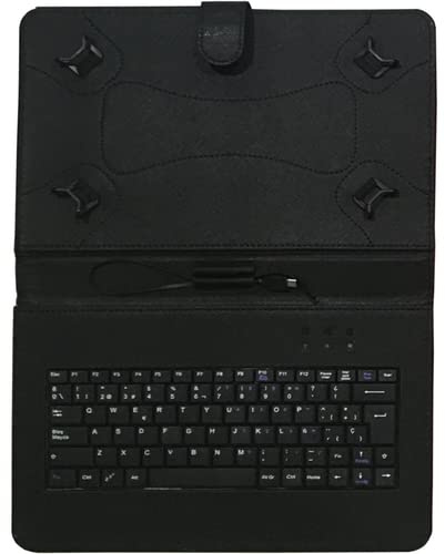 watiowave Funda para Tablet 10.1 con Teclado - Conexiones USB Tipo-C y Micro USB - Color Negro - Ideal para Escribir y Proteger el Dispositivo.