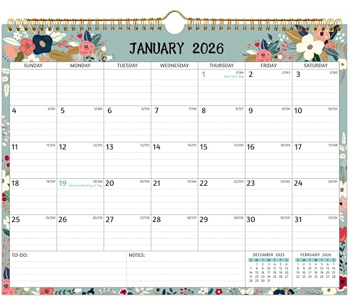 Wall Calendar 2026-2027 – 2 Year Calendar 2026-2027, 14.57 x 11.42 In, Jan 2026 - Dec 2027, 2026 Calendar 24 Months, Monthly 2026, with Ruled Blocks, Thick Paper, Holidays, To-do List ＆ Notes
