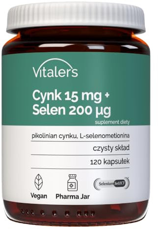 Vitaler's Zinc 15 mg + Selenium 200 μg - 120 Capsules, Vegan, 4 Months of Supplementation, No Preservatives, Pure Composition