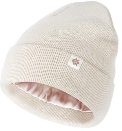 Creekstone Satin Gefütterte Wintermütze für Damen Herren Slouchy Beanie für Haar, Warme Strickmütze Satin Lined Beanie Hat Unisex