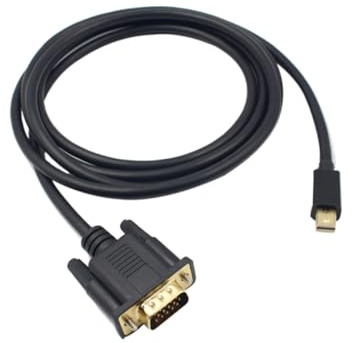 CONGARTENO Câble Mini Displayport vers Vga 1,8 Mètre pour Ordinateur Portable, Connecteurs Plaqués Or, Haute Résolution 1920x1200, Compatibilité PC Bureau, Usage Professionnel, Noir