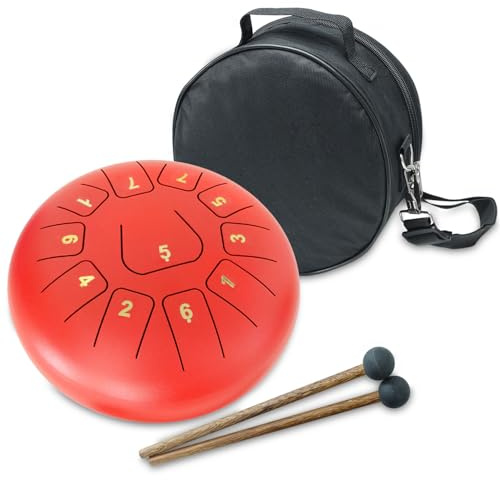 keepdrum TD8RD Tongue Drum Zungentrommel 20cm 11 Töne Rot