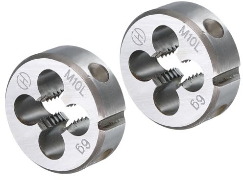 QUARKZMAN 2 Piezas De Terrajas Redondas M10 X 1.5 Métrica Para Roscado A La Izquierda, Terrajas Fijas Para Cortar Tornillos, Acero Aleado Para Herramientas, Herramienta De Reparación