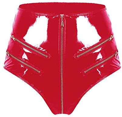 Générique sous Vetement Femme Sexy éRotique Chic Taille Haute String Grande Cuir Culotte Hot Similicuir Lingerie Respirante Ouverte Entrejambe Coquine Slip Erotique Panties GlacéE Nuisette pour Femme