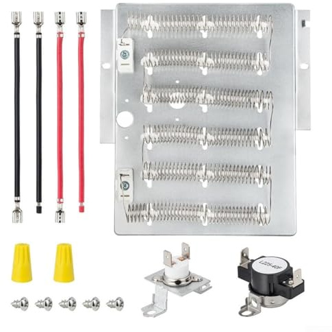 YobiLife Replacement Dryer Heating Element Kit 503978 with High-Limit Thermostat and Thermal Fuse for Amana Speed-Queen Dryers, Silver Metal Construction, Compatible with Multiple Models