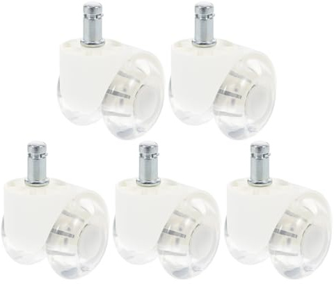 TOGEVAL Lot de 5 Roulettes Universelles Silencieuses en Pu Transparent 2 Pouces Double Roue à Ressort pour Chaise de Bureau, Roues Directionnelles Résistantes et Adaptées aux Meubles,