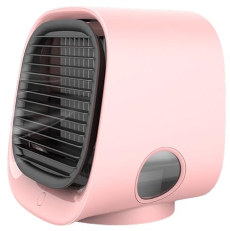 EcoGleam Ventilador de mesa silencioso con depósito, luz nocturna LED, 3 velocidades, portátil (rosa)