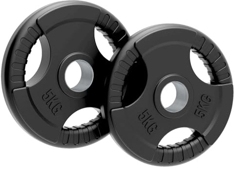 Body Revolution Olympiska viktplattor - Tri Grip skivstång vikter set för tyngdlyftning och styrketräning. Viktplattor på 1,25 kg - 25 kg par (5 kg par)