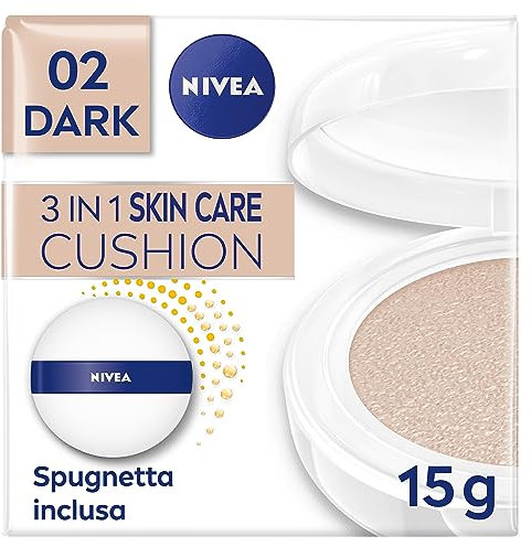 NIVEA Q10 Plus Anti-Age 3in1 Skin Care Cushion 15 ml, Crema colorata Viso Idratante e Anti-età, Crema Viso Antirughe e BB Cream FP15, Fondotinta Cushion Arricchito con Coenzima Q10, 02 Dark