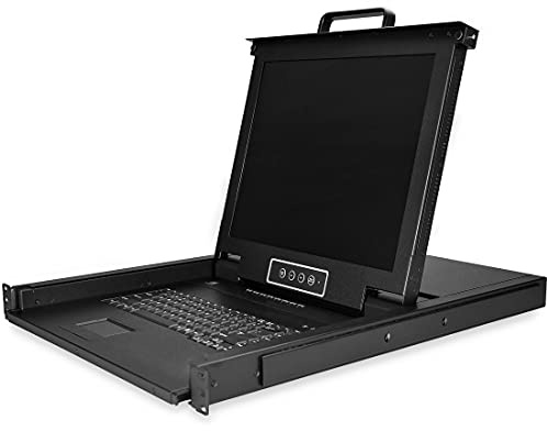 StarTech 8-Port 1U 17in LCD KVM Console with 6ft Cables (RKCONS1708K) | VGA KVM, USB 2.0, 000-hour MTBF, Rackmount, Switch, Monitor, Fully Featured, Drawer- OSD, Support, Active matrix TFT