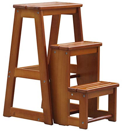 3 Tier Passaggio in Legno Sgabello Pieghevole Coperta Scale Sedia di Legno Solido Scala Sgabello Multifunzionale di Sicurezza Scaletta Fiore Stand Scarpe Sgabello