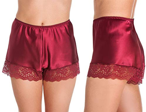 F58 Womens Luxury Satin French Knickers Claret XOS