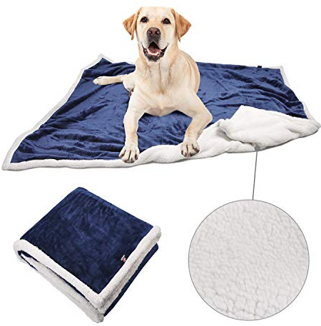 Pawsee Fleece Hunde Decke Flauschig Waschbar Sherpa Plüsch Kuscheldecke Hundebett für Katzen Welpen Katzen, Blau