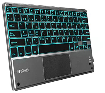 SUBBLIM Teclado Retroiluminado Bluetooth Smart para Tablet O iPad Gris Negro Teclado Retroiluminado Touchpad Diseño Ultra Slim Teclas De Alta Precisión Batería Li-Ion Recargable