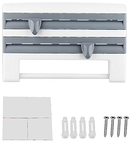 Porte essuie tout avec coupe-papier pour film alimentaire en aluminium et porte epice, support de serviette en papier de cuisine