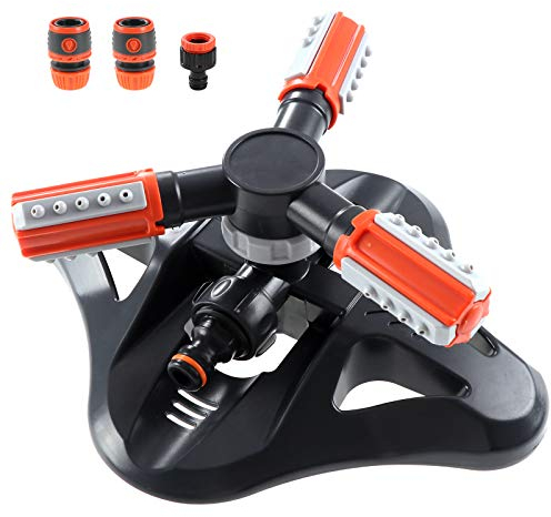 Arroseur de Jardin, Arroseur de Pelouse Automatique Rotatif 360° à 3 Bras Arrosage Irrigation pour Pelouse Jardin Champ