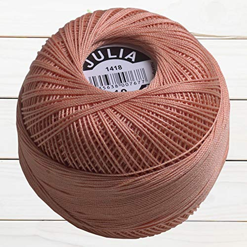 GB Wolle JULIA Häkelgarn 10 100% Baumwolle 50g 280m Filethäkeln Filethäkelgarn (Lachs 1418)