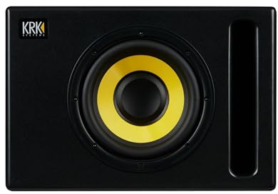 KRK S8.4 - Subwoofer de estudio de 8 pulgadas, amplificador de potencia clase D, frecuencia cruzada de 4 posiciones y potencia de 109 vatios con soporte magnético de gravedad para teléfono