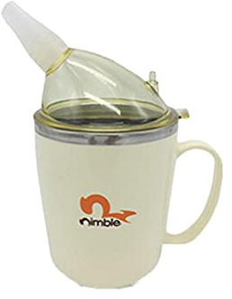 HEALLILY Stainless Steel Straw Cup with Lid for Disabled Elderly Adults Double-Wall Vacuum Insulated Convalescent Feeding Cup for Drinking Water and Soup 4.33 Inch Portable