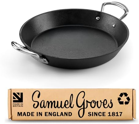 Samuel Groves Britannia Recycled 20cm Cast Iron Skillet with Side Handles, British Made Frying Pan, Pre-Seasoned, Induction & Oven Safe, Sustainable Cookware - Britain's Oldest Cookware Brand