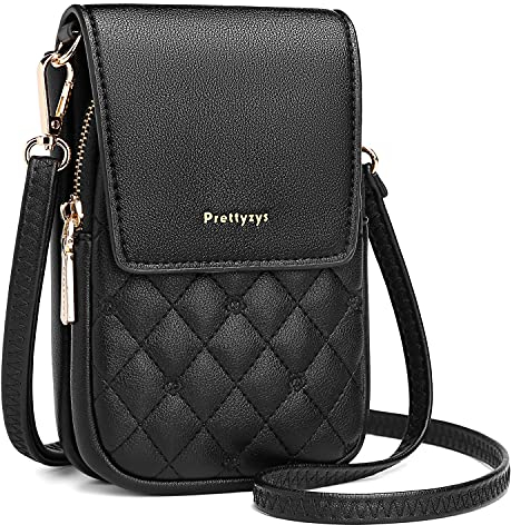 Handy Umhängetasche Damen, Leder Stickerei Handytasche mit Geldbörse zum Umhängen, Cross-Body Schultertasche Geldbeutel mit Verstellbar Abnehmbar Schultergurt, für Handy unter 6,9 Zoll