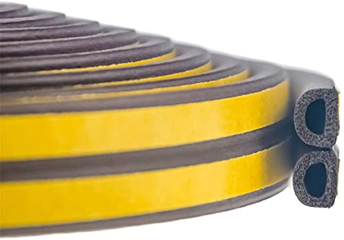 Bande de Boudin de Porte et Fenêtre Autocollante de Type D Contre les Courants d'air Froid/Anti-Collision/Insonorisation/Imperméable/Anti-Poussière (12 M, Brun)