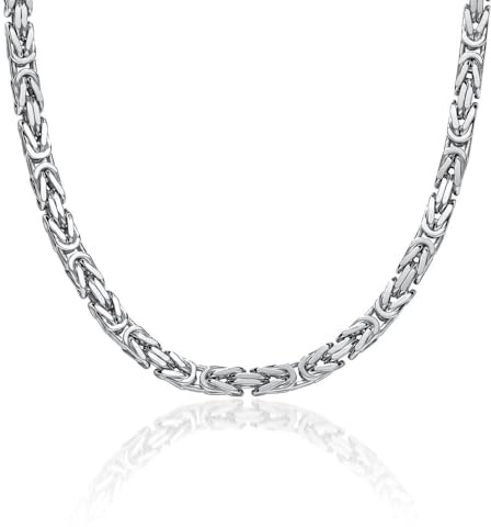 Jewlix Königskette Silber 925 rhodiniert für Herren und Damen, Königskette Herren 925 Silber mit Vierkantprofil, anlaufgeschützte Silberkette Made in Italy mit Karabinerverschluss, 5 mm