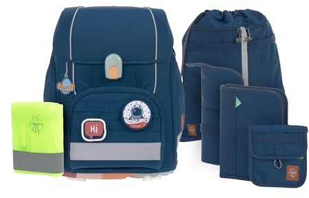 Lässig Juego de mochilas escolares de 7 piezas para niños/School Set Boxy Unique navy