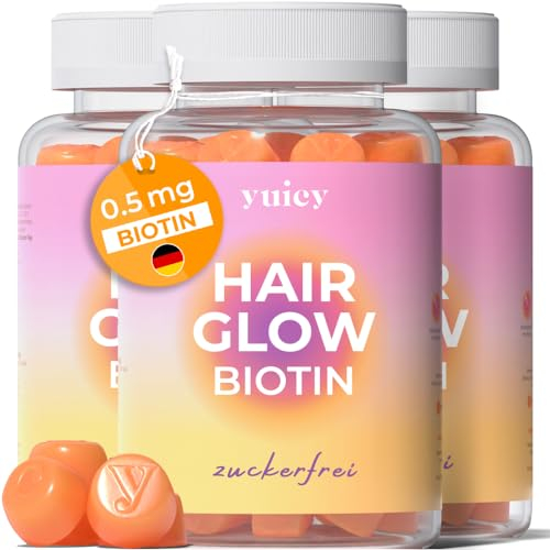 yuicy YUICY Biotin Hair Gummy Bears Pack de 180 vitamines capillaires extrêmement délicieuses et sans sucre 10 mg de gommes à la biotine à haute dose pour la croissance des cheveux, la peau et les on