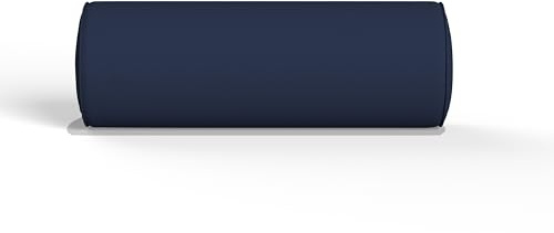 CHILIMILII Round Bolster Case Navy Blue Extra Large 25x75cm- 100% Cotton Cushion Cover - Cylinder Shaped With Invisible Zipper