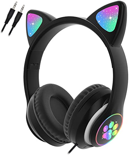 arVin Kids Bluetooth Casque sans Fil Pliant Casque 85db Volume Limite TF Carte Jack 3,5 mm Bandeau réglable Écouteurs Écouteurs avec Microphone