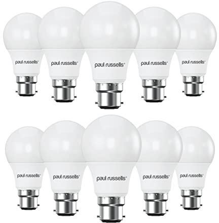 paul russells LED GLS - Dimmable Bayonet Light, 8.5W 806 Lumens B22 A60 LED Bulbs, 60w Equivalent, 2700K Warm White, Dimmer Standard BC Energy Saving Ceiling Lightbulbs, Pack of 10